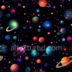 seamless Seamless 3D Space PBR Texture Featuring Colorful Planets and Starry Galaxy texture 8k free download PBR