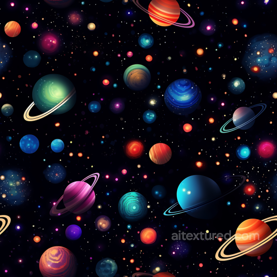 Space PBR Texture Featuring Colorful Planets and Starry Galaxy Star, space, planets texture preview