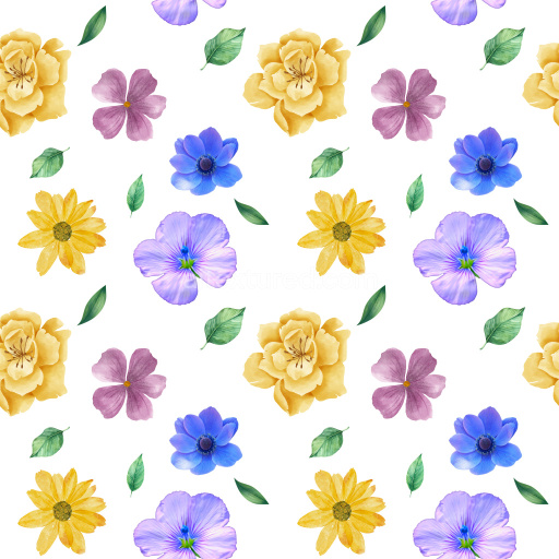Pattern Bundle - Seamless 3D Pattern PBR Texture with Watercolor Floral Motifs and Leaves texture preview