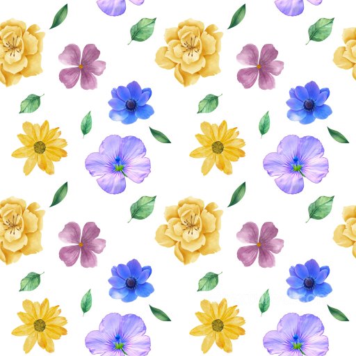 Pattern PBR Texture with Watercolor Floral Motifs and Leaves seamless Pattern Bundle PBR texture