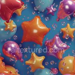 seamless Seamless 3D Inflated PBR Texture of Glossy Foil Balloons in Star and Round Shapes texture 8k free download PBR