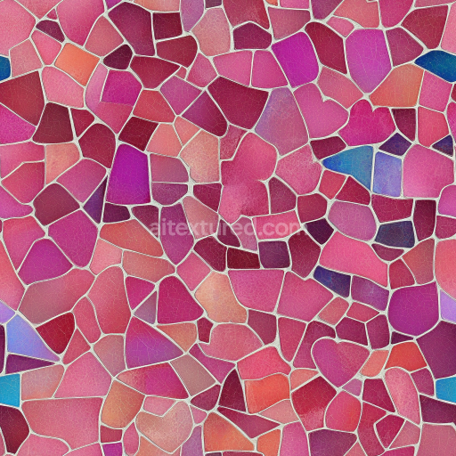 Seamless 3D mosaic PBR texture of colorful heart-shaped ceramic tiles with a cracked glaz… texture preview