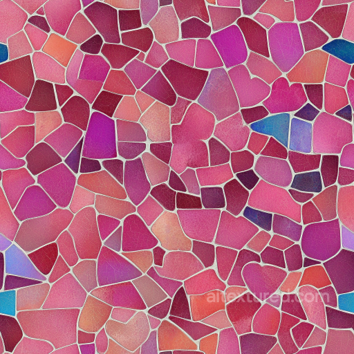 mosaic PBR texture of colorful heart-shaped ceramic tiles with a cracked glaze finish seamless Mosaic PBR texture