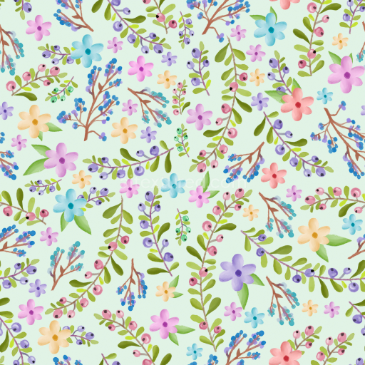 Seamless 3D PBR Wild Flower Texture with Delicate Watercolor Floral Pattern