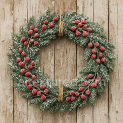 seamless Seamless 3d texture pbr 8k berry wreath evergreen wreath snowy wreath sleigh wood texture 8k free download PBR
