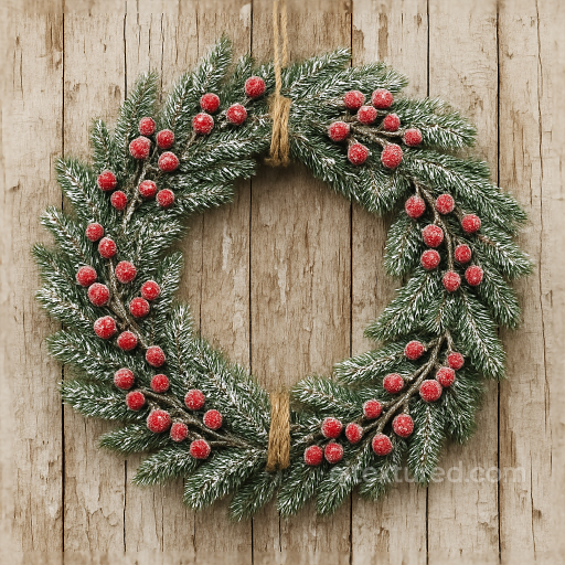 Berry Wreath Evergreen Wreath Snowy Wreath Sleigh Wood seamless Merry christmas PBR texture