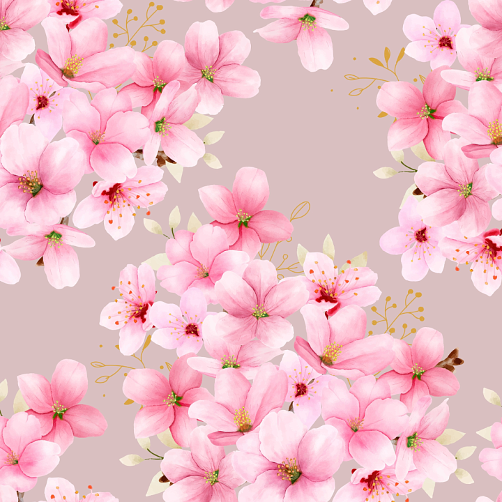 Watercolor Cherry Blossom Flower Fabric with Soft Pink Petals seamless PBR texture preview