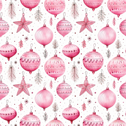 seamless Seamless 3D PBR Texture of Pink Christmas Ornaments and Hand-Drawn Spruce Sprigs texture 8k free download PBR
