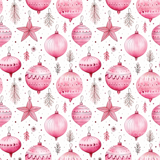 All Christmas Digital paper Texture of Pink Christmas Ornaments and Hand-Drawn Spruce Spr… seamless All Christmas Digital paper PBR texture