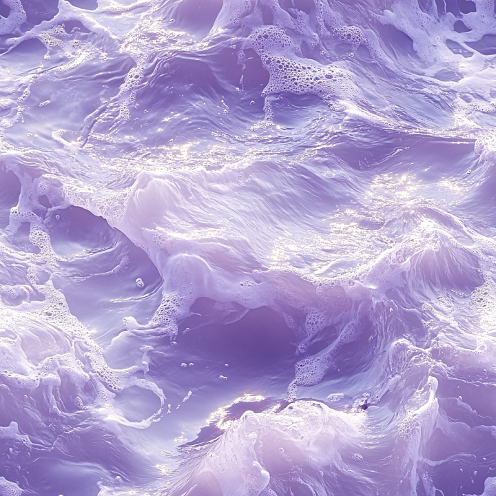 Lavender Water with Natural Foam and Gentle Waves seamless PBR texture preview