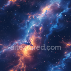 seamless Seamless 3D Space PBR Texture Featuring Vivid Galaxy Nebula with Blue and Orange Glowing Clouds texture 8k free download PBR