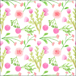 seamless Seamless Pink Flower Watercolor Pattern 3D PBR Texture with Green Leaves texture 8k free download PBR