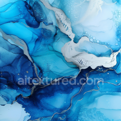 seamless Seamless 3D Alcohol Ink PBR Texture with Blue and Silver Fluid Waves and Marbling texture 8k free download PBR