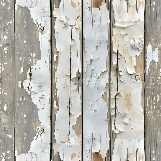 Seamless 3D PBR Texture of Weathered Painted Wood Planks with Peeling Paint