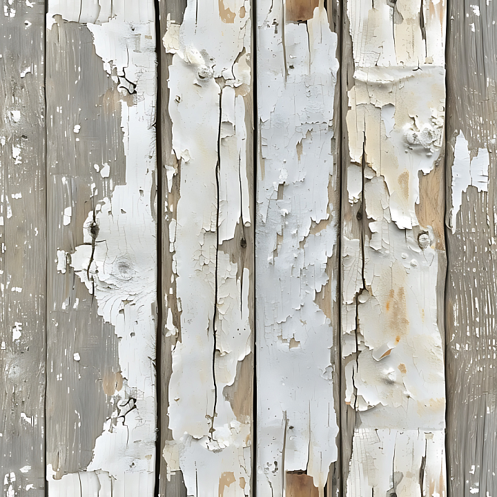 Weathered Painted Wood Planks with Peeling Paint seamless PBR texture preview