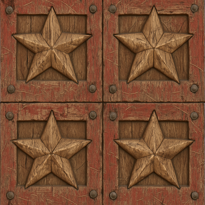 Carved Wood With Festive Star Shapes seamless PBR texture preview