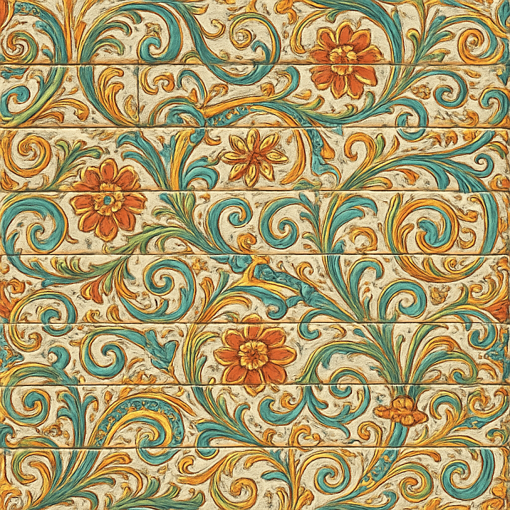 Ornate Painted Brick seamless PBR texture preview
