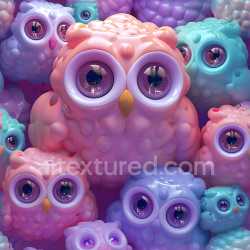 seamless Seamless 3D Inflated Puffy Vinyl Owls Texture in Pastel Colors texture 8k free download PBR