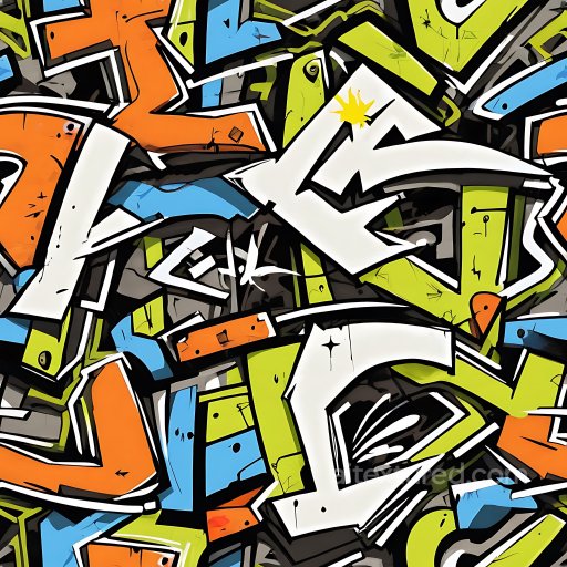 Seamless 3D PBR Texture of Vibrant Urban Graffiti with Bold Geometric Lettering texture preview
