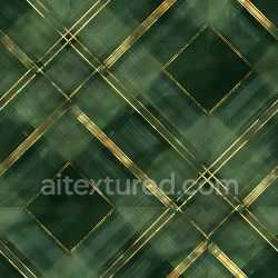 seamless Seamless 3D PBR Texture of Dark Green Plaid Fabric with Gold Linear Accents texture 8k free download PBR