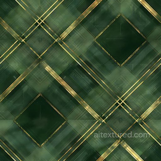 Seamless 3D PBR Texture of Green Metal Tiles with Gold Plaid Pattern texture preview