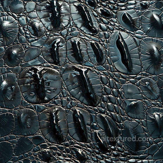 Glossy Black Crocodile Leather PBR Texture with Deep Scales and Fine Detail Leather texture preview