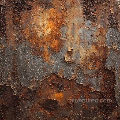 Rusty Metal Texture Featuring Weathered Cracks and Flaking Holes seamless Rust PBR texture