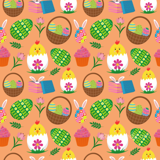 Digital Paper Texture with Easter Eggs, Chicks, and Cupcakes All Christmas Digital paper texture preview