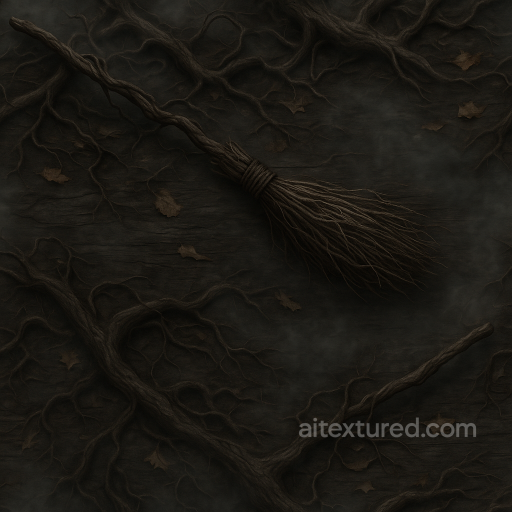 Witch Broomstick Wood Surface With Twisted Branches For Halloween texture preview