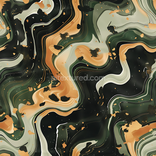 Seamless 3D Stylized Woodland Camouflage PBR Texture with Fluid Organic Shapes