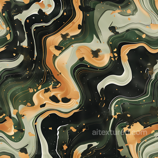 Stylized Woodland Camouflage PBR Texture with Fluid Organic Shapes seamless Color Camouflage PBR texture