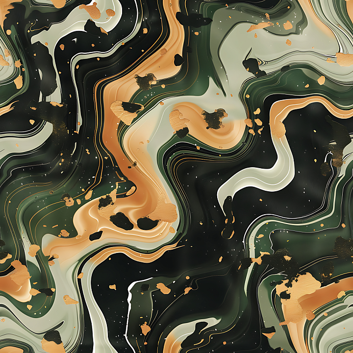 Stylized Woodland Camouflage with Fluid Organic Shapes seamless PBR texture preview