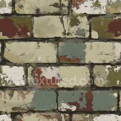 seamless Seamless 3D Cracked Painted Brick Wall PBR Texture with Distressed Multicolor Surface texture 8k free download PBR