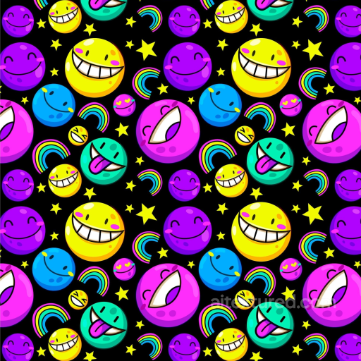 Colorful Seamless Happy Face Pattern 3D PBR Texture for Fun Design seamless Happy Face pattern PBR texture