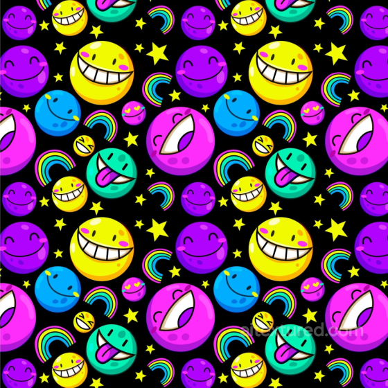 Colorful Seamless Happy Face Pattern 3D PBR Texture for Fun Design Happy Face pattern texture preview