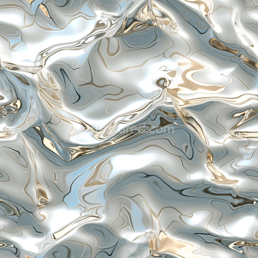 Seamless 3D PBR Liquid Metal Water Texture with Reflective Fluid Waves