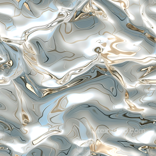 Liquid Metal Water Texture with Reflective Fluid Waves seamless Water PBR texture