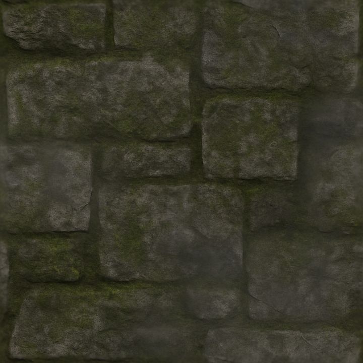 Moss Covered Brick And Graveyard Stone Surface For Halloween seamless PBR texture preview