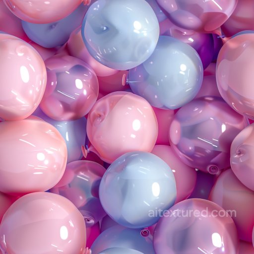 Seamless 3D PBR Texture of Glossy Pastel Balloons with Soft Highlights texture preview