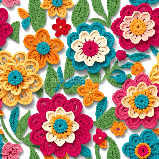 Seamless 3D PBR Texture of Colorful Embroidered Floral Fabric with Intricate Stitches