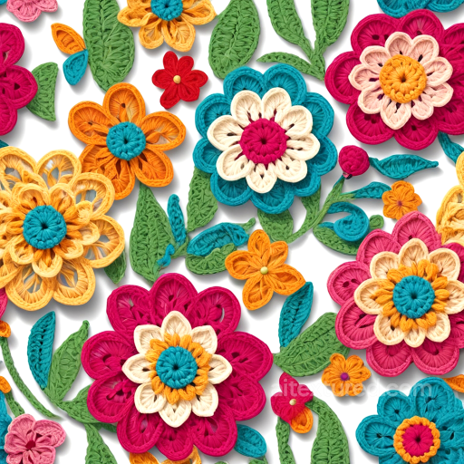 Colorful Embroidered Floral Fabric Seamless Texture with Intricate Stitches seamless Embroidered floral PBR texture
