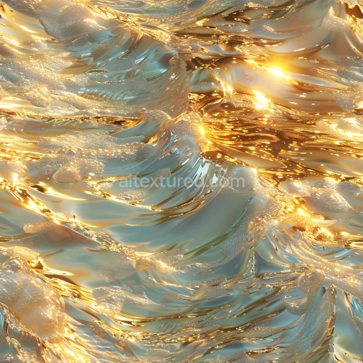 Seamless 3D PBR Texture of Glossy Gold-Reflective Abstract Waves