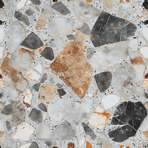 Seamless 3D Terrazzo Stone Floor PBR Texture with Multi-Colored Fragments