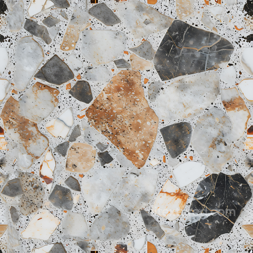 Terrazzo Stone Floor PBR Texture with Multi-Colored Fragments seamless Stone PBR texture