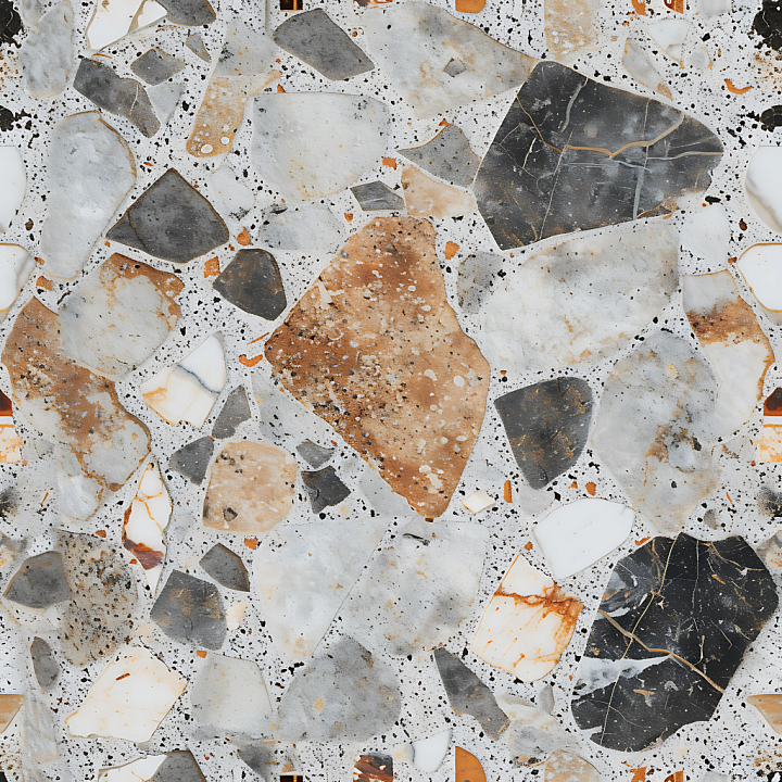 Terrazzo Stone Floor with Multi-Colored Fragments seamless PBR texture preview