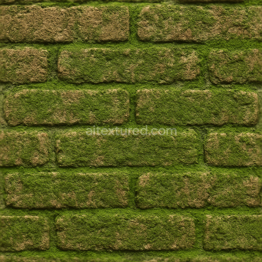 Seamless mossy brick 3d texture pbr 8k damp rough surface wall