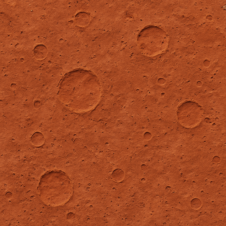 Dusty Red Dwarf Surface With Iron Oxide And Cratered Rugged Terrain seamless PBR texture preview