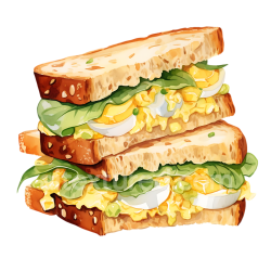 seamless Illustrated Egg Salad Sandwich with Leafy Greens Breakfast Graphic texture 8k free download PBR
