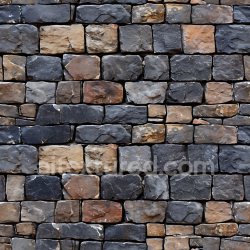 seamless Seamless 3D Rustic Stone Wall PBR Texture with Weathered Mixed Colors texture 8k free download PBR