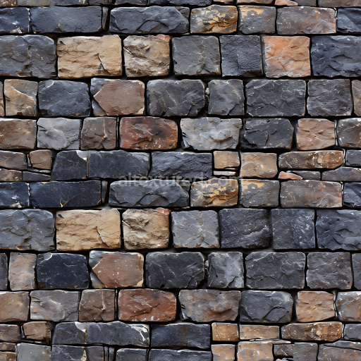 Seamless 3D Rustic Stone Wall PBR Texture with Weathered Mixed Colors